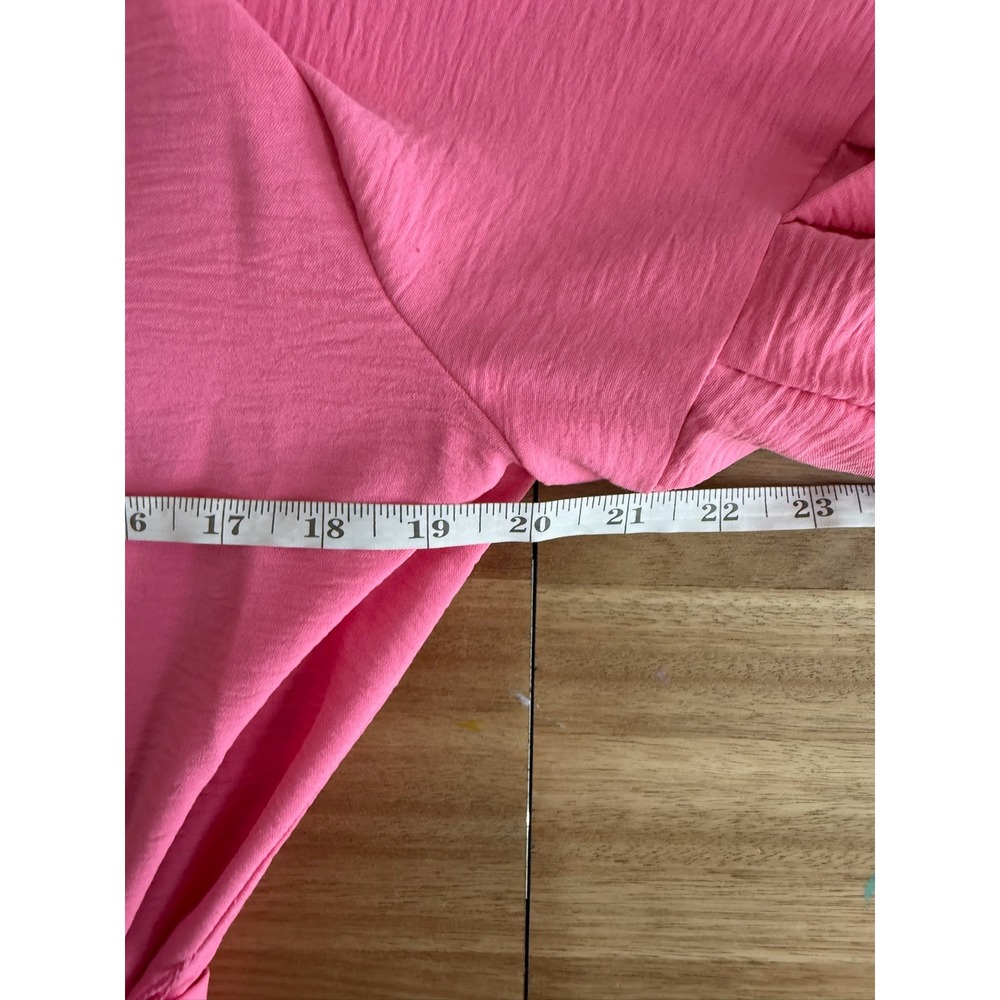 Calvin Klein Pink Textured Balloon Sleeve Button Down Shirt Dress Size 8 - Picture 8 of 9